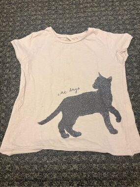 Zara Girls “Cat Days” Graphic Tee Size 4 (104 cm) Light Pink
